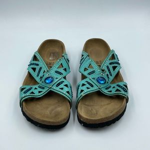 Betula By Birkenstock Joyce Turquoise Beaded Sandals, Women’s sz 7